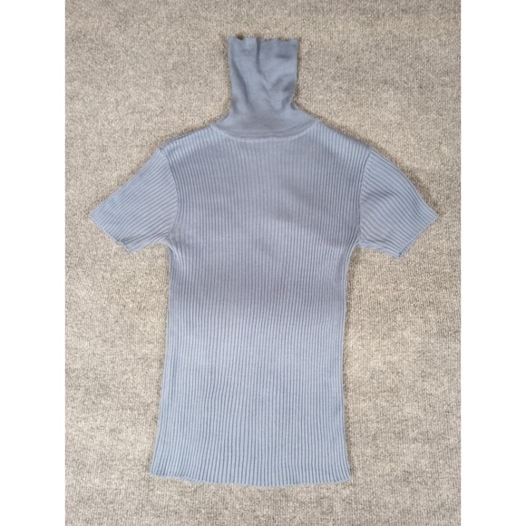 Vintage Ralph Lauren Purple Label Blue 100% Silk Turtleneck Knit Sweater Size M